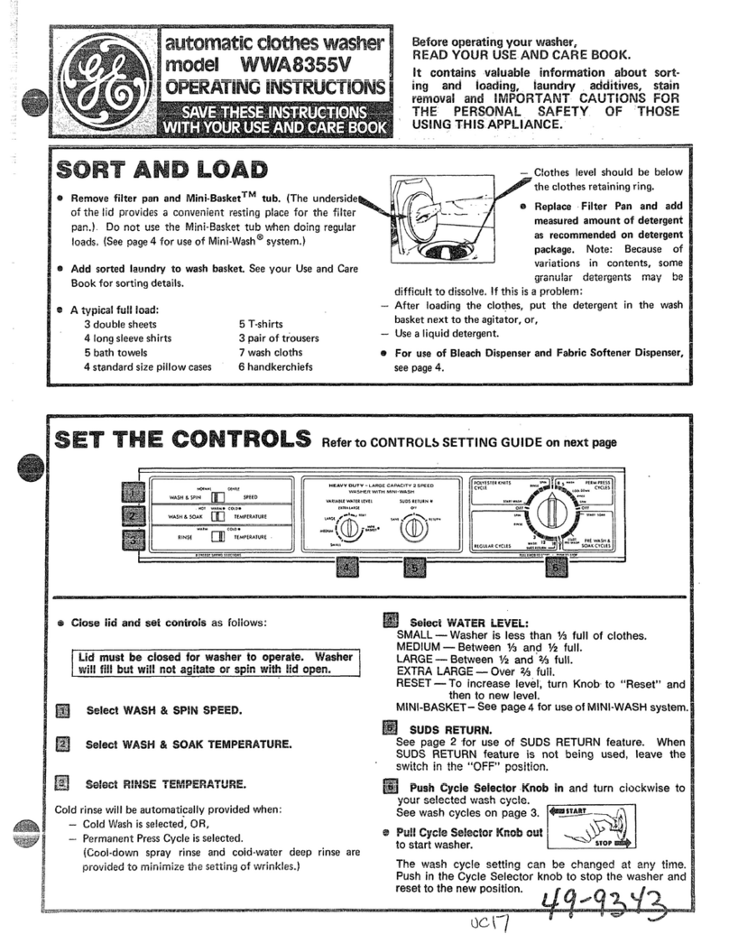 GE WWA8355V User manual