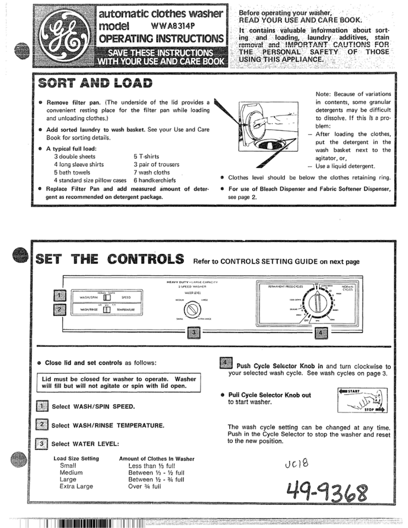 GE WWA8314P User manual