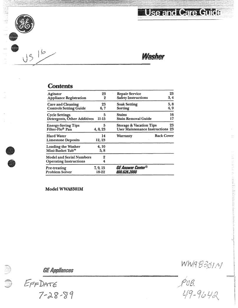 GE WWA8301M Use and care guide