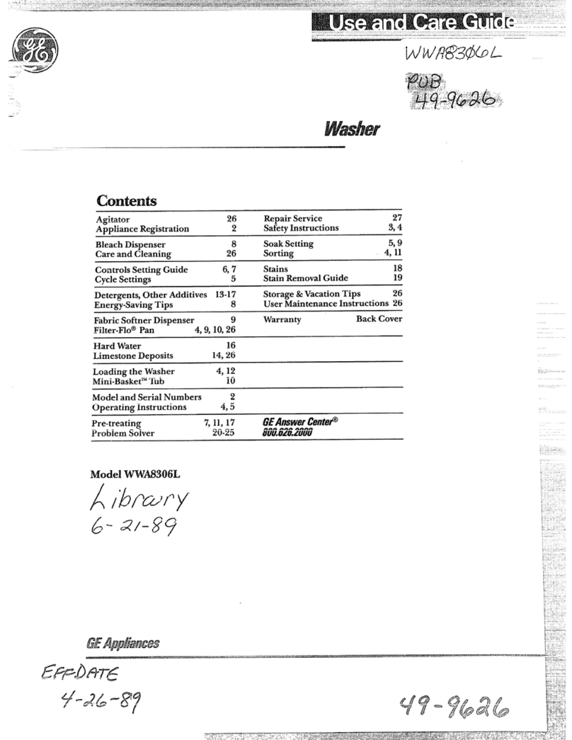 GE WWA8306L User manual