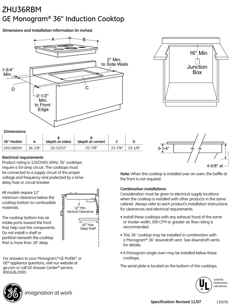GE Monogram ZHU36RBM Dimensions and installation information