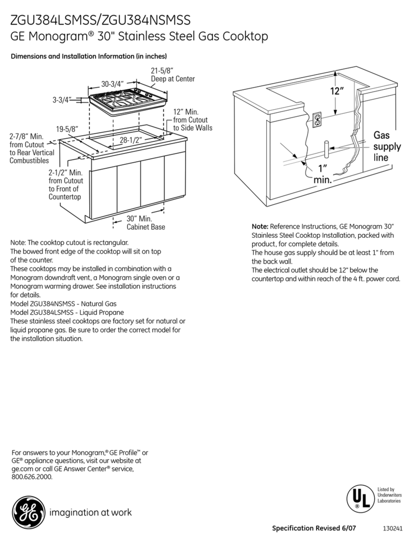 GE Monogram ZGU384LSMSS Dimensions and installation information GE Monogram ZGU384LSMSS Dimensions and installation information