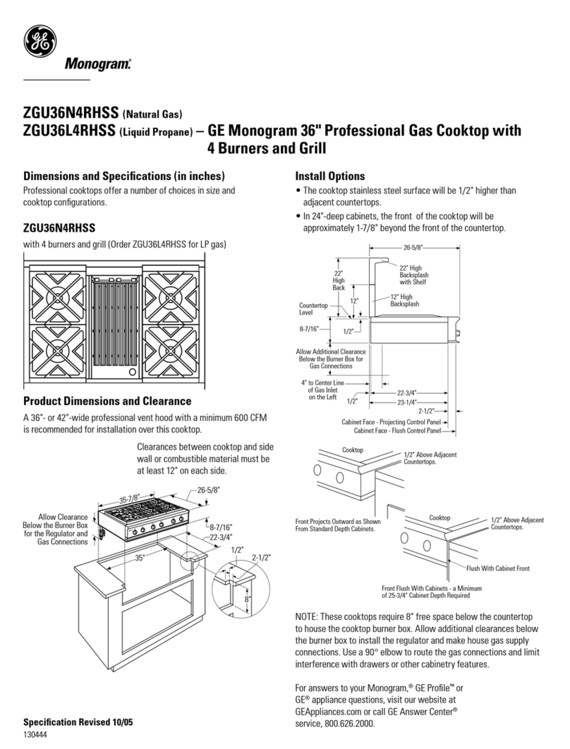 GE MONOGRAM ZGU36L4RHSS User instructions