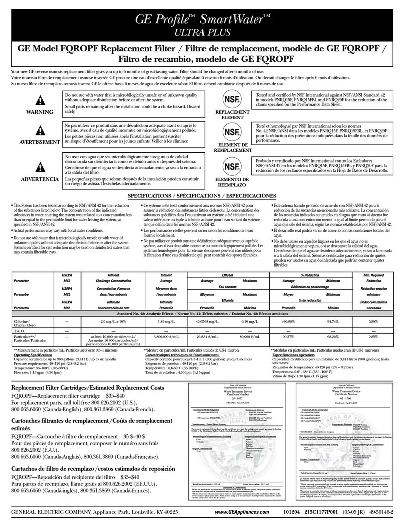 GE GE Profile SmartWater ULTRA PLUS FQROPF User manual