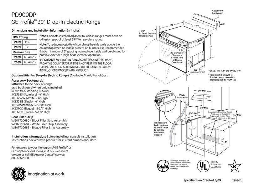 GE PD900DP - Profile: 30'' Drop-In Electric... User instructions