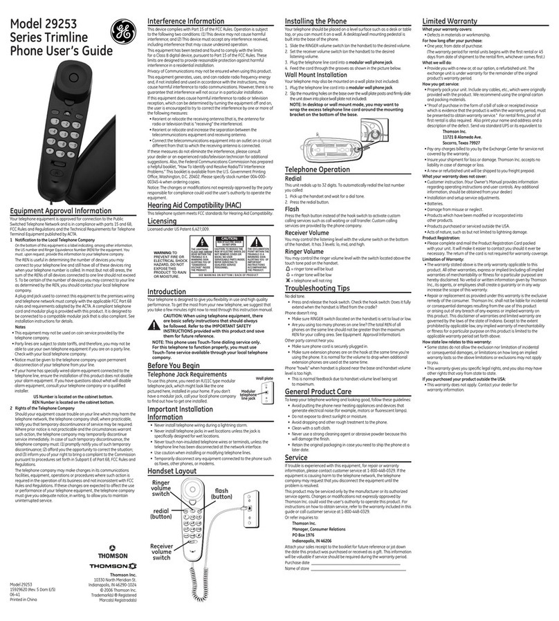 GE Trimline 15929620 User manual