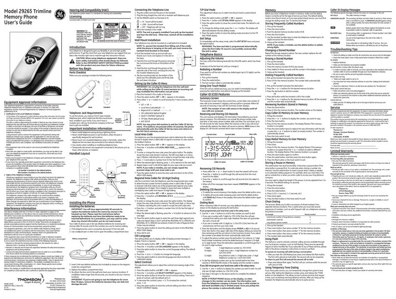 GE Trimline 00007057 user guide