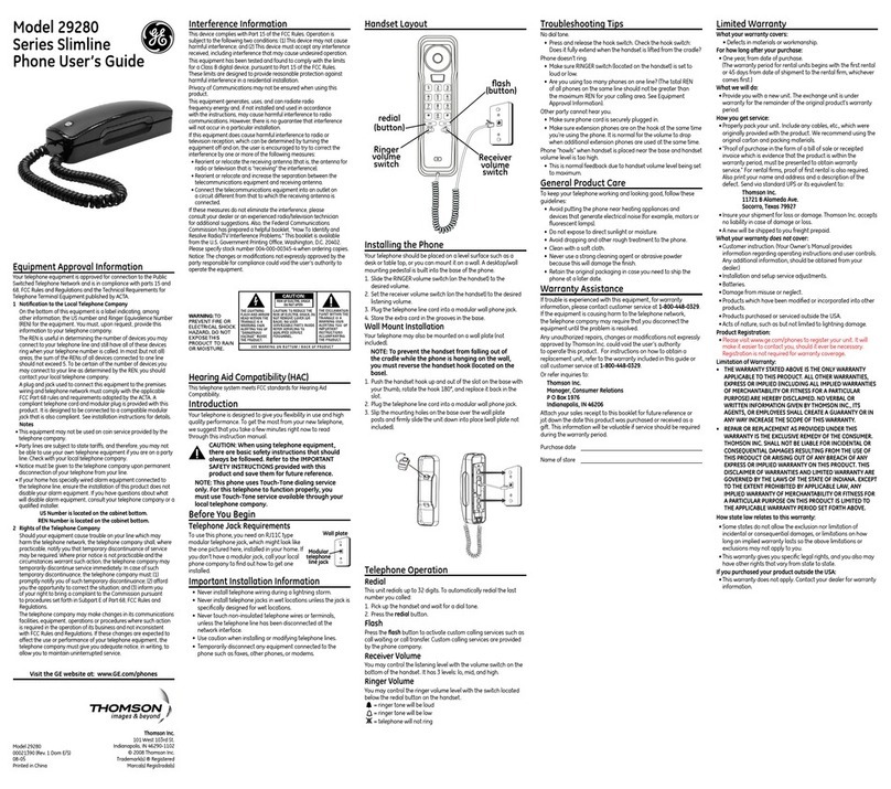 GE Slimline 00021390 User manual