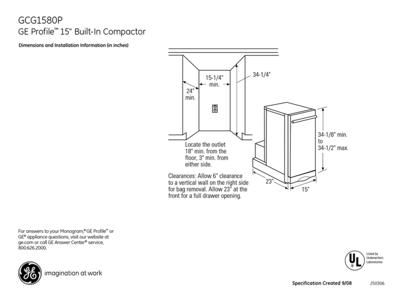 GE GCG1580PSS - ProfileTM 15" Compactor0 Dimensions and installation information