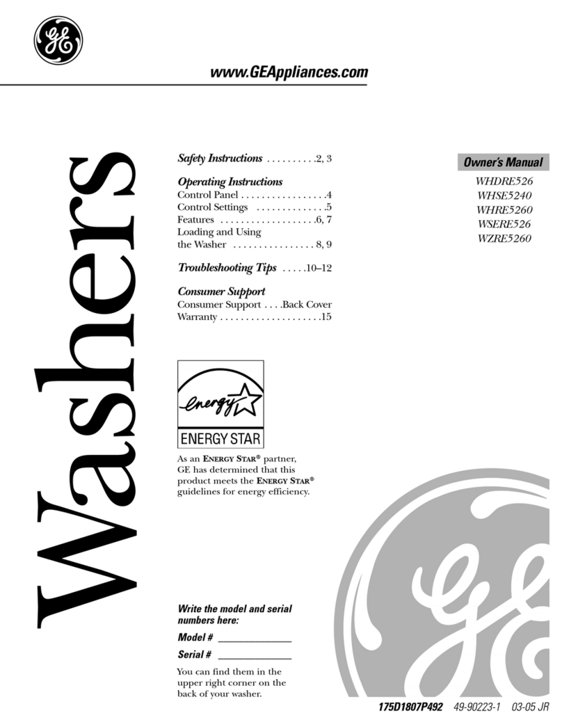 GE WHDRE526 User manual