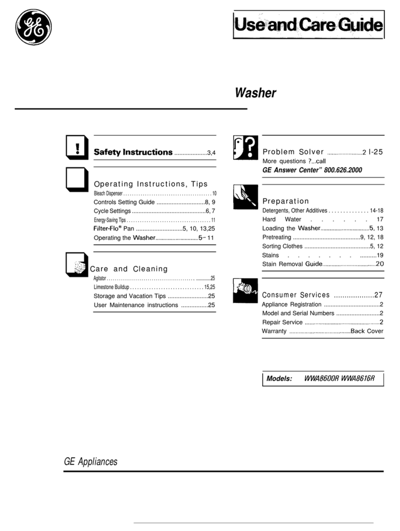 GE WA8600R Use and care guide