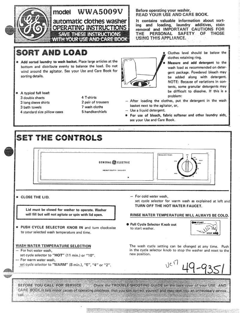 GE WWA5009V User manual