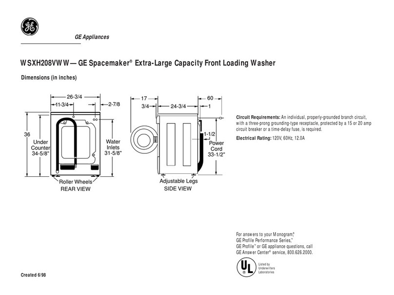 GE GE Spacemaker WSXH208VWW User manual