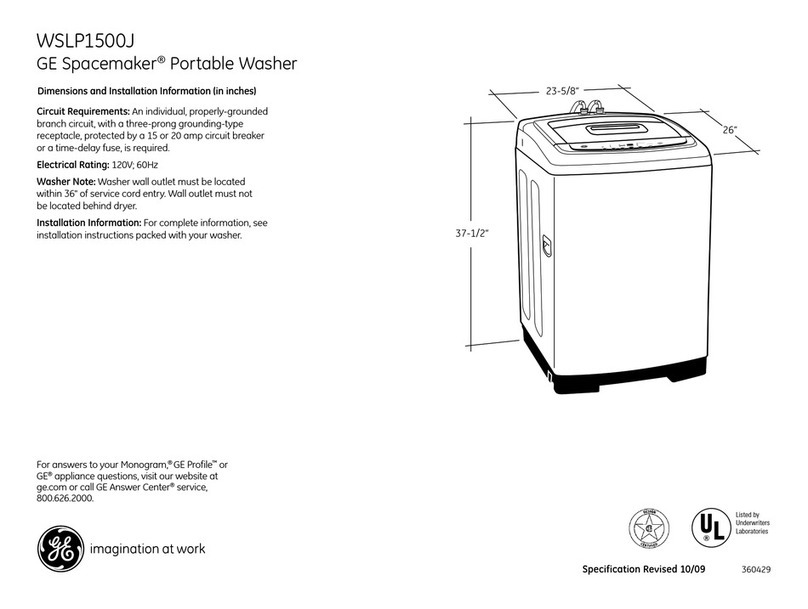 GE WSLP1500 Dimensions and installation information