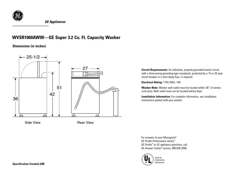 GE GE Profile WVSR1060AAA User manual GE GE Profile WVSR1060AAA User manual