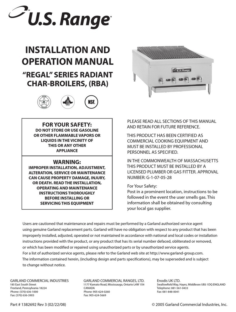 U.S. Range "REGAL"SERIES RADIANT CHAR-BROILERS Installation and operation manual