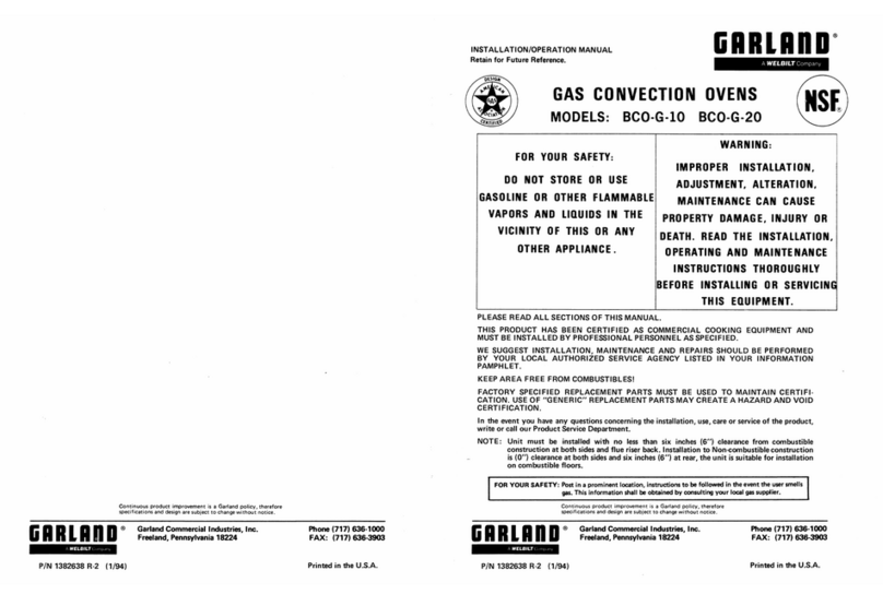 Garland BCO-G-10 Installation & operation manual