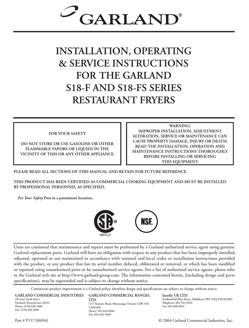 Garland S18-F series Installation, operating  & service instructions