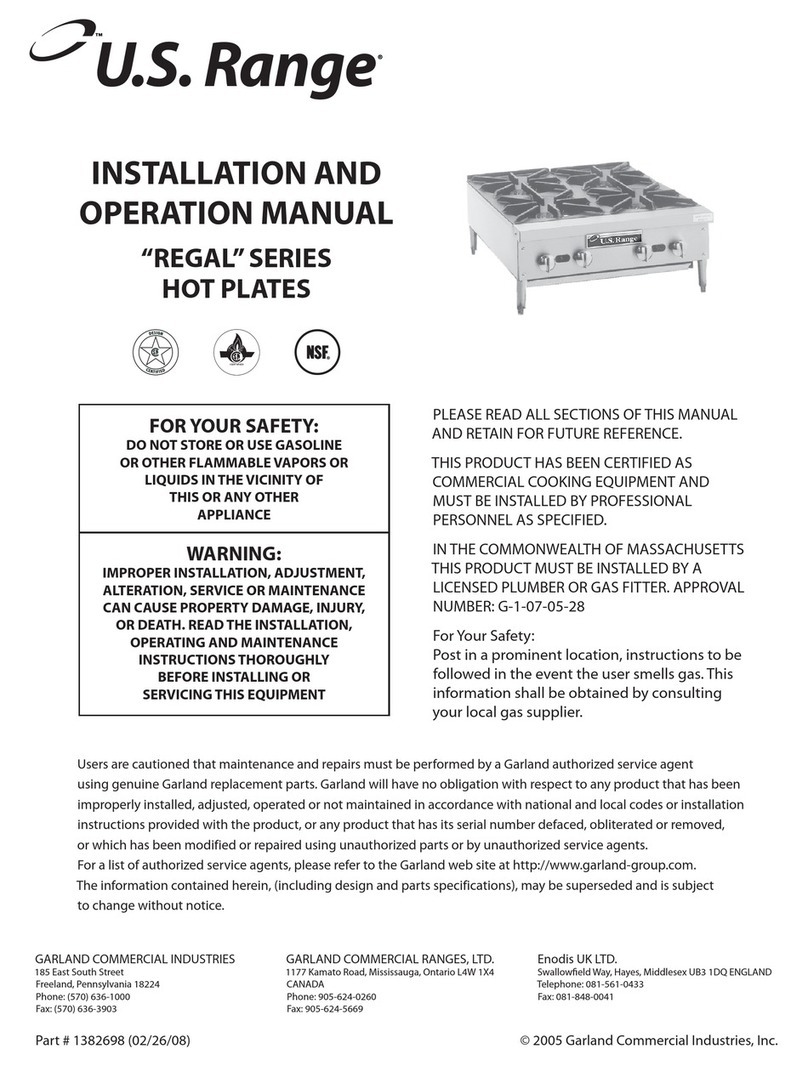 U.S. Range "REGAL" SERIES Installation and operation manual