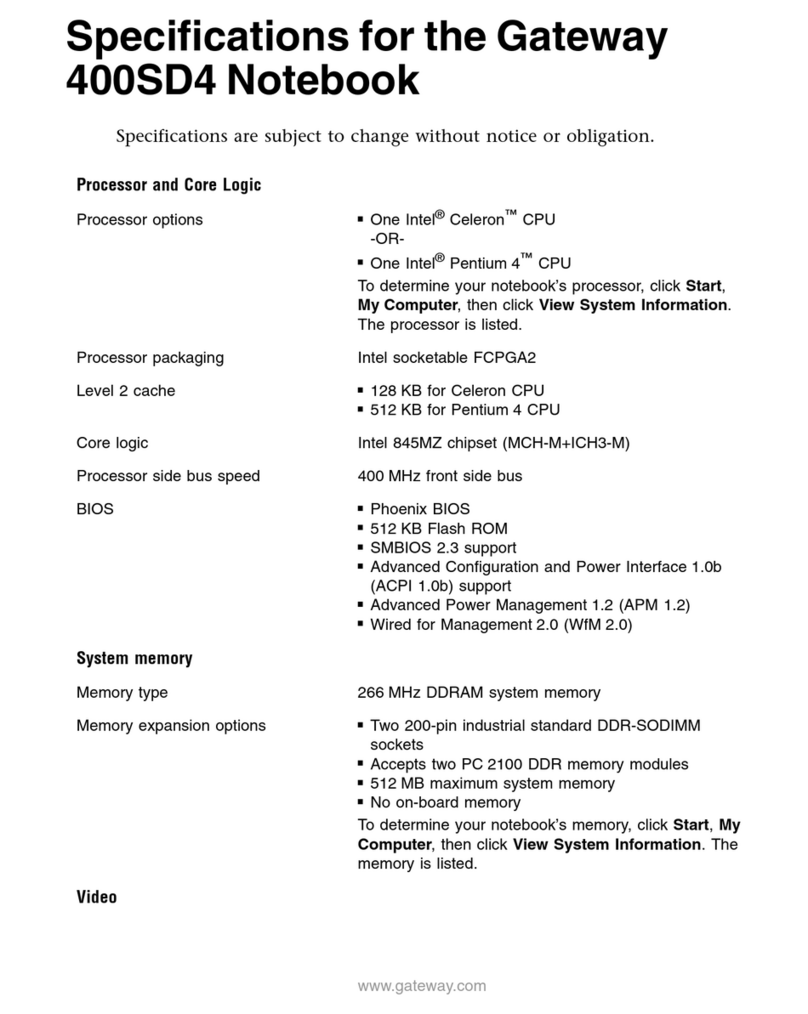Gateway 400SD4 User manual