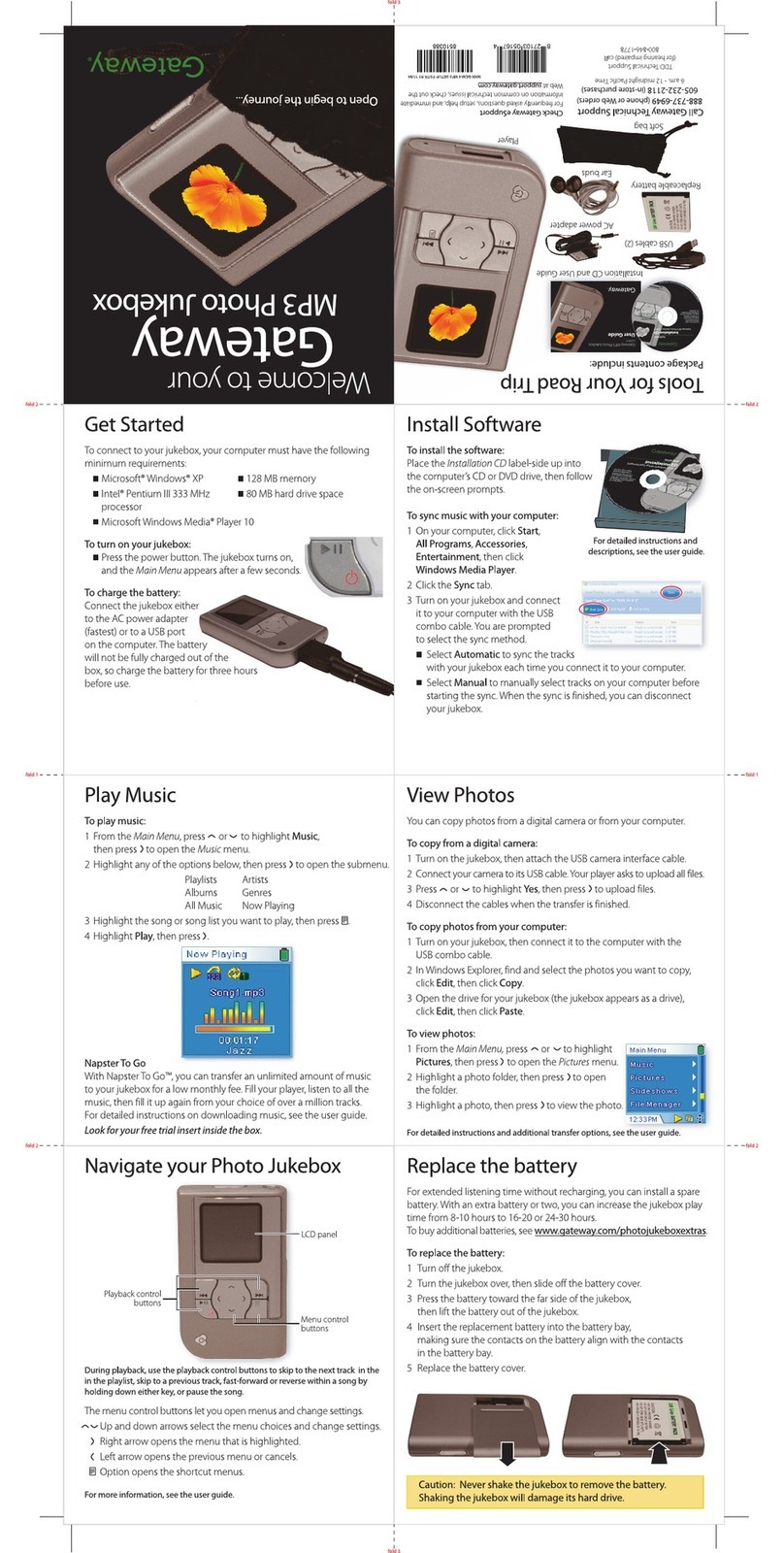 Gateway MP3 Photo Jukebox user manual