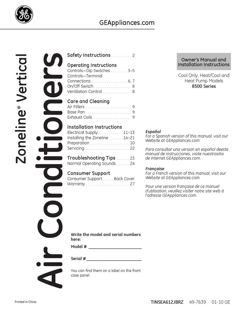 GE Appliances Zoneline 8500 series User manual GE Appliances Zoneline 8500 series User manual