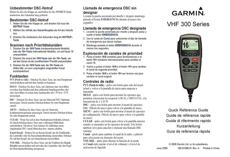 Garmin VHF 300 - Marine Radio Quick reference guide