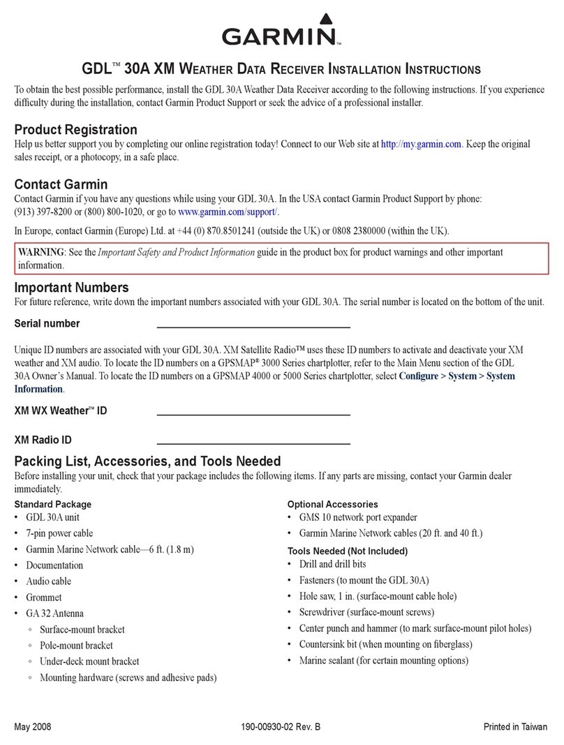 Garmin GDL 30A - XM Radio Tuner Module installation instructions Garmin GDL 30A - XM Radio Tuner Module installation instructions