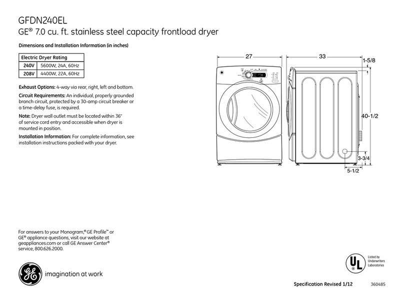 GE GFDN240EL Dimensions and installation information