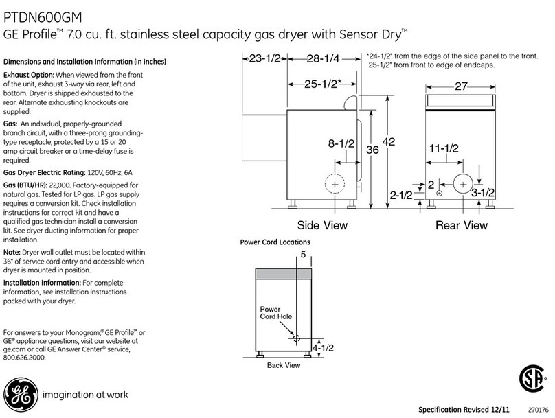 GE Profile PTDN600GM Manual