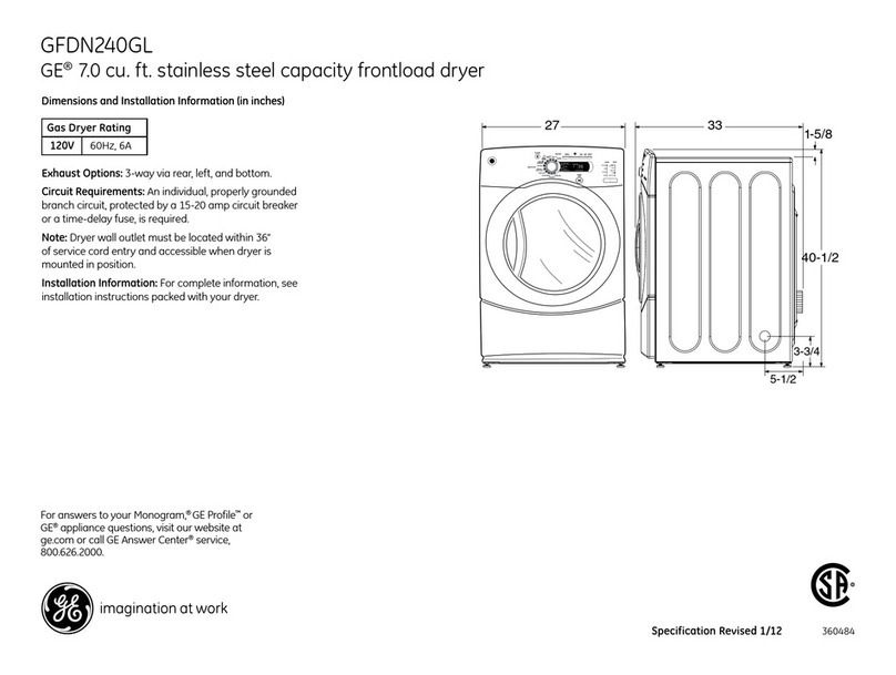 GE GFDN240GL Dimensions and installation information