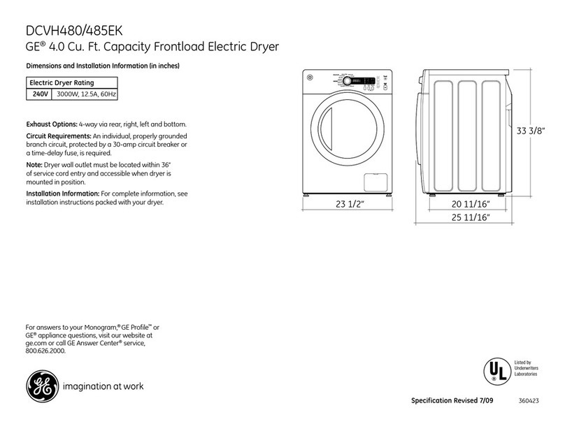 GE DCVH480EK Manual