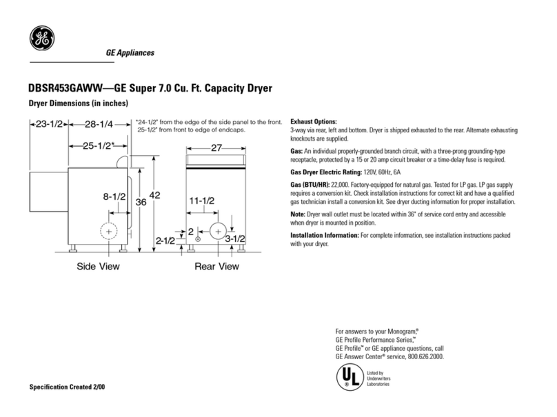 GE GE Profile DBSR453EAAA User manual