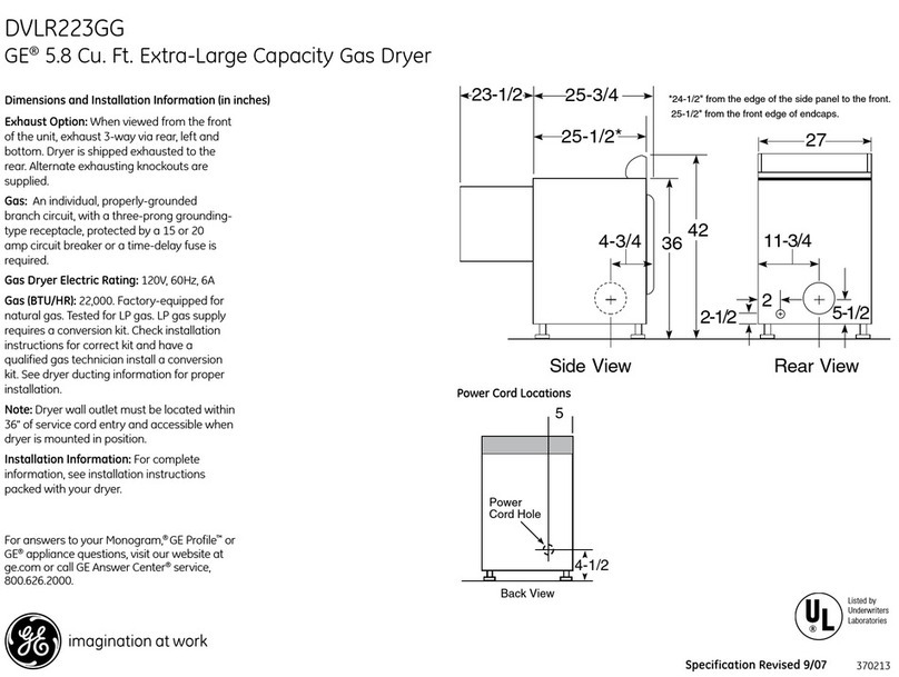 GE DVLR223GG Manual
