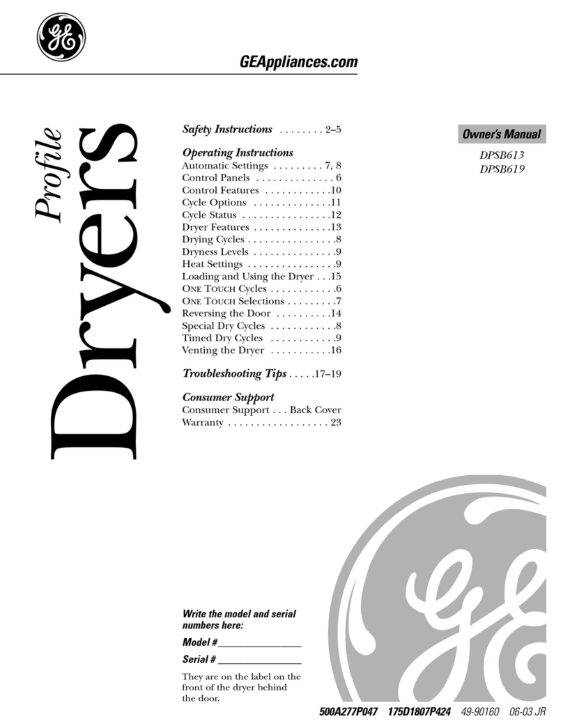 GE Profile DPSB613 User manual