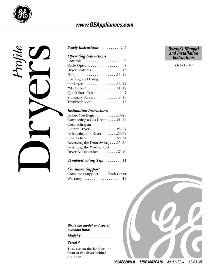 GE Profile DPGT750 Operating instructions