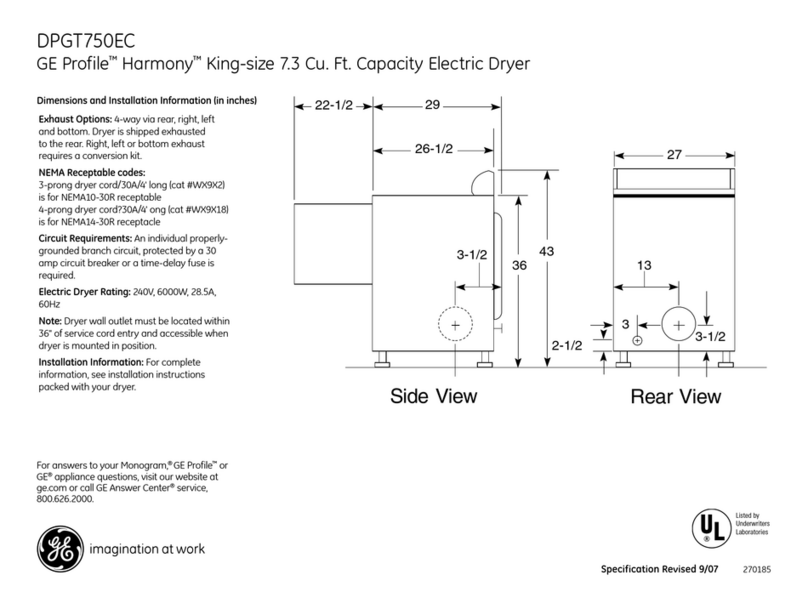 GE Profile Harmony DPGT750EC Manual