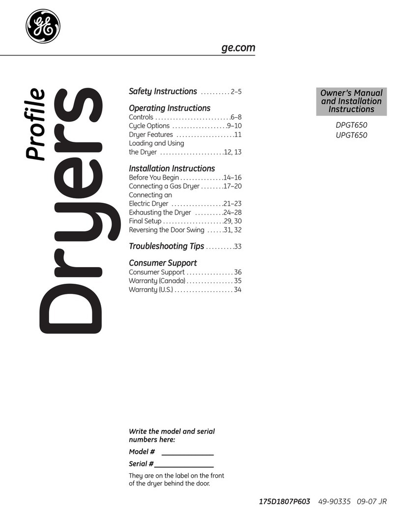 GE Profile DPGT650 Operating instructions