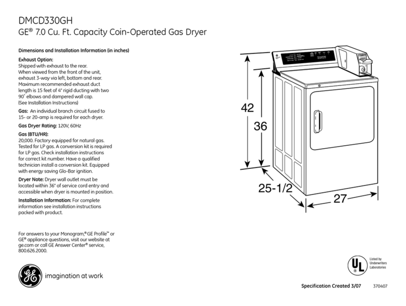 GE DMCD330GH Dimensions and installation information