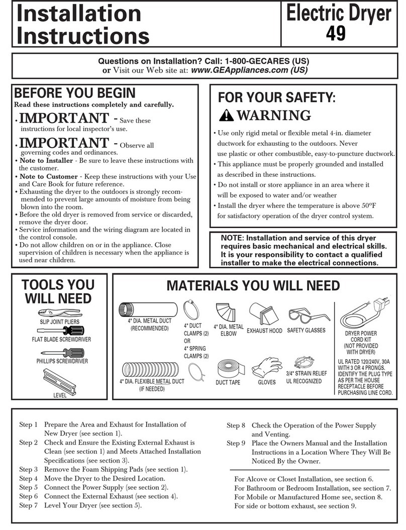 GE Profile DPSB620ECCC User manual