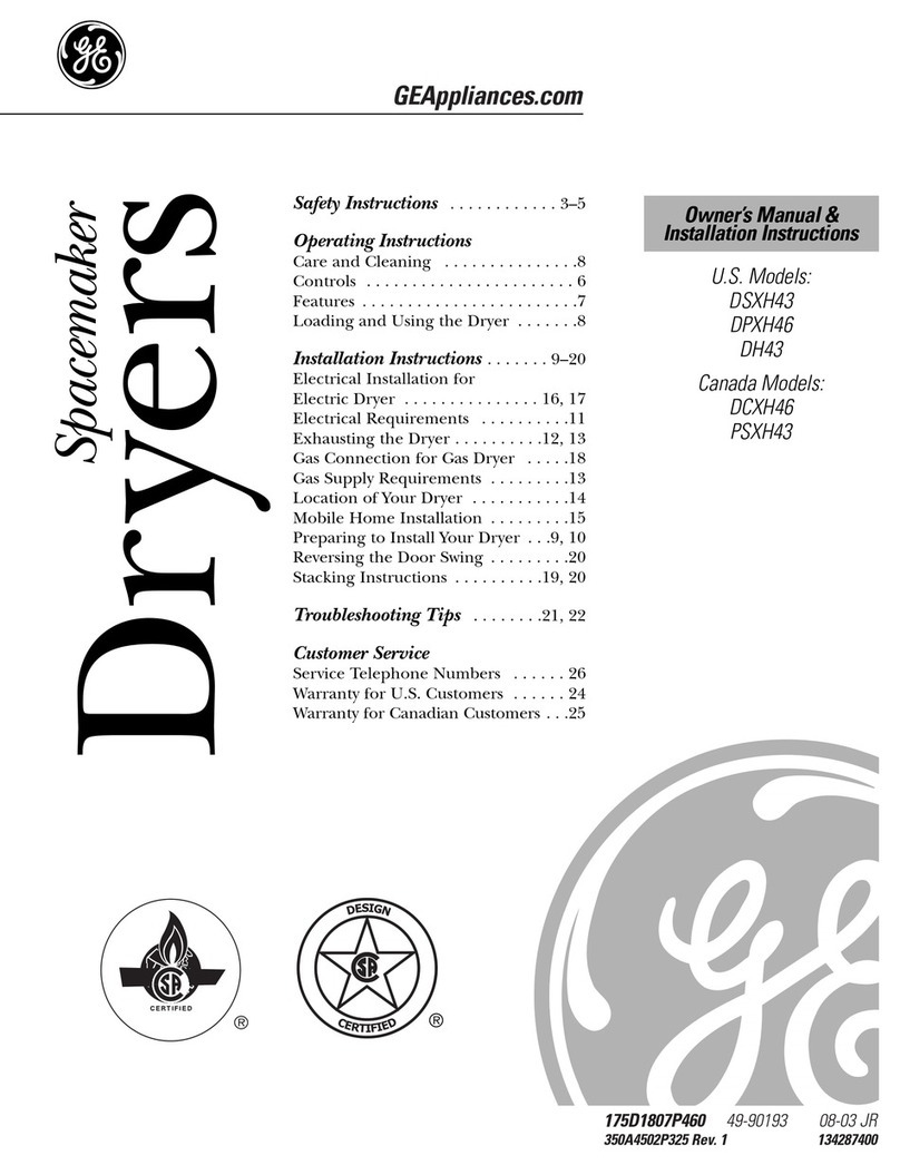 GE Spacemaker DCXH46 Owner's Manual & Installation Instructions