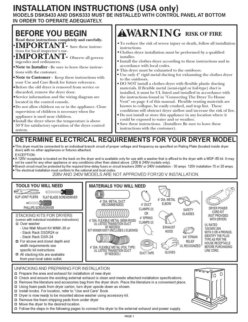 GE Spacemaker DSKS433EBWW User manual