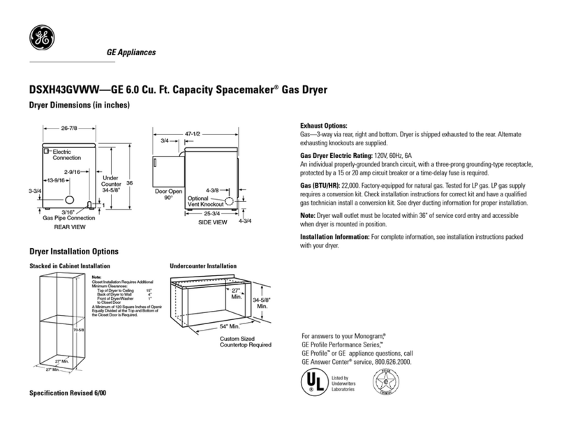 GE Spacemaker DSXH43EVWW Manual