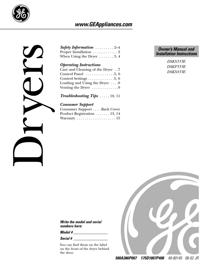 GE DSKP333E Operating instructions
