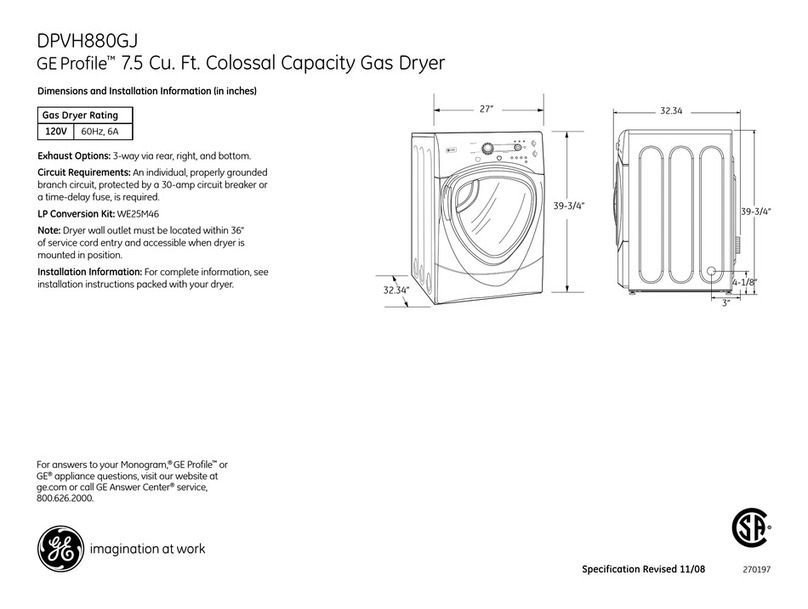 GE Profile DPVH880GJ Manual