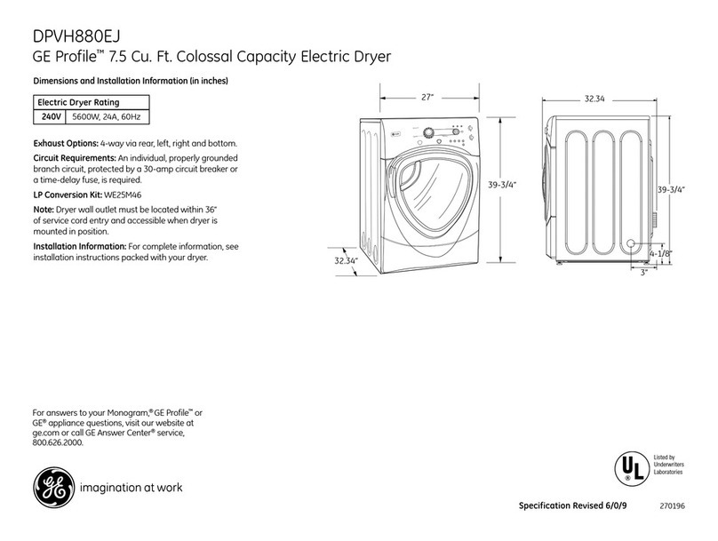 GE Profile DPVH880EJ Manual