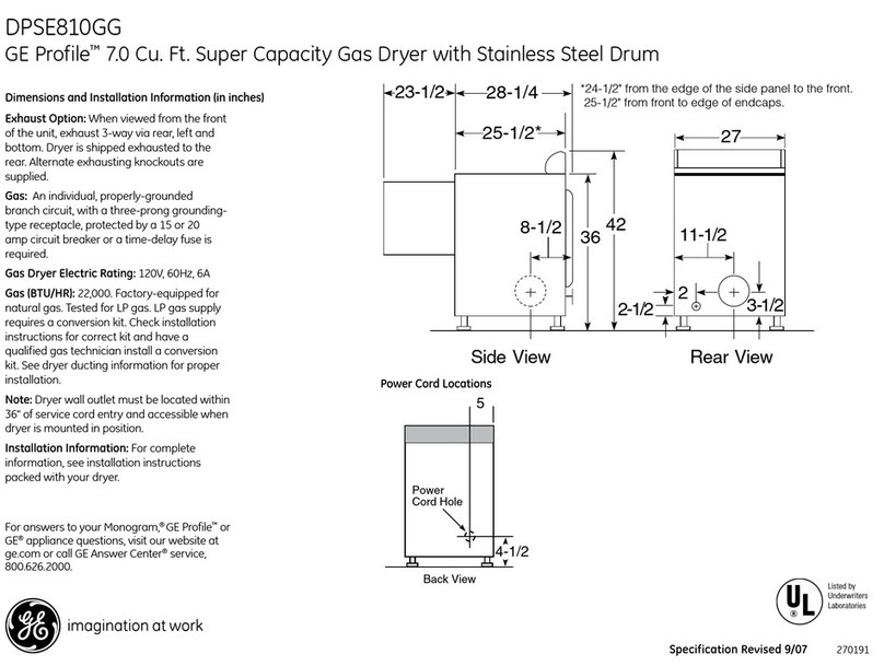 GE Profile DPSE810GG Manual
