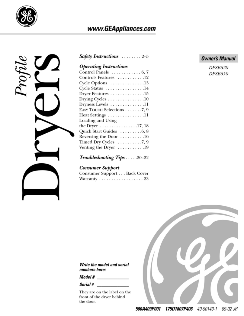 GE Profile DPSB620 User manual