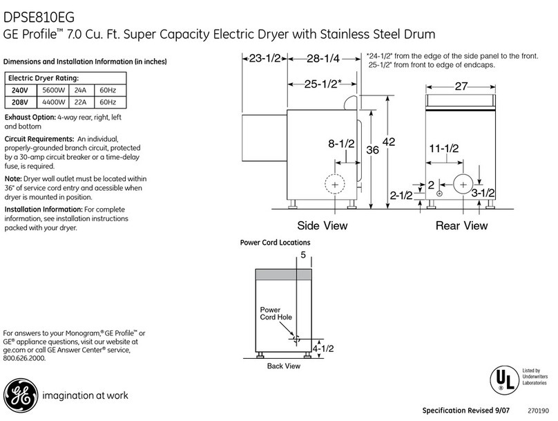 GE Profile DPSE810EG Manual