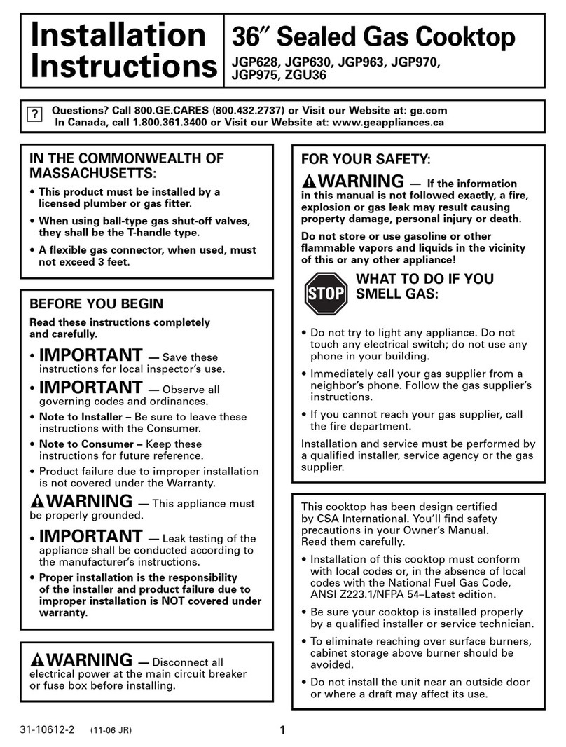 GE JGP630 User manual